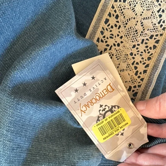 NWT Blue Peasant‎ Off-Shoulder Cottagecore Sweatshirt with Lace Detail Size L - Picture 5 of 6